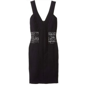 XOXO Black Foil Body con Bandage V-Neck Dress